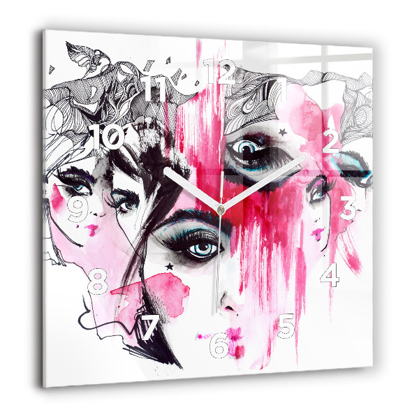Wanduhr quadratisch mit motiv Viele Gesichter Abstrakt