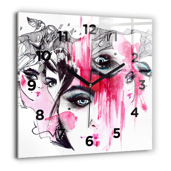 Wanduhr quadratisch mit motiv Viele Gesichter Abstrakt