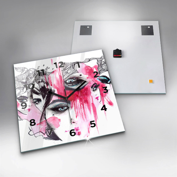 Wanduhr quadratisch mit motiv Viele Gesichter Abstrakt