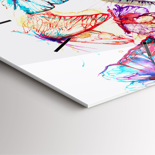 Wanduhr quadratisch Farbige Augen Schmetterlinge