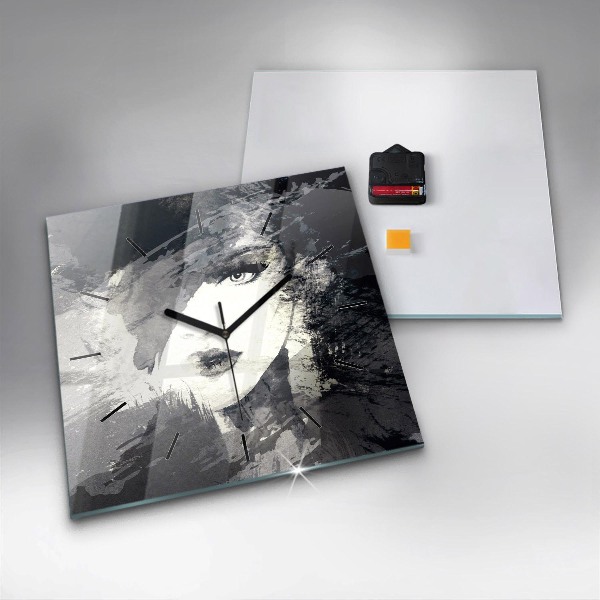 Wanduhr quadratisch mit motiv Frau - Aquarell