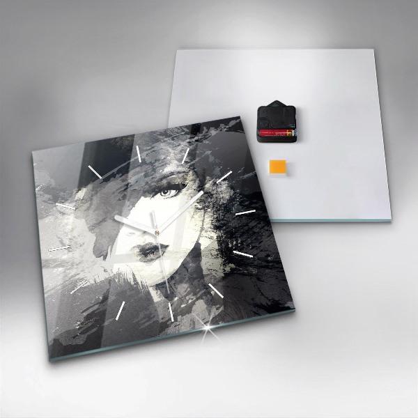 Wanduhr quadratisch mit motiv Frau - Aquarell