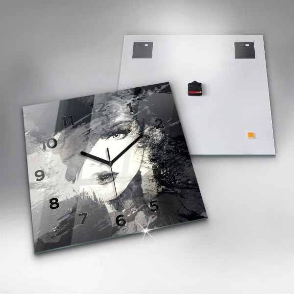 Wanduhr quadratisch mit motiv Frau - Aquarell