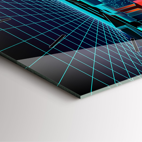 Wanduhr quadratisch mit motiv Cyberspace Stadt