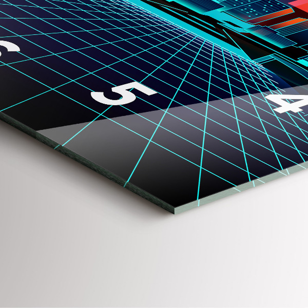 Wanduhr quadratisch mit motiv Cyberspace Stadt