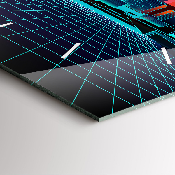 Wanduhr quadratisch mit motiv Cyberspace Stadt