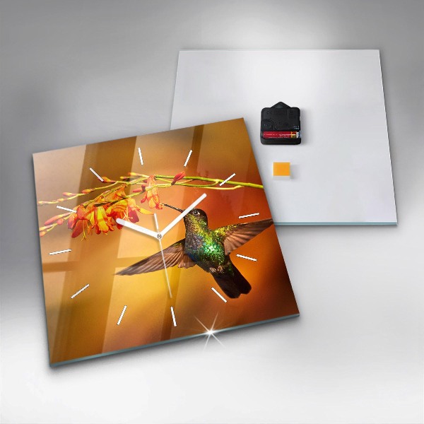 Wanduhr quadratisch Kolibri Vogel