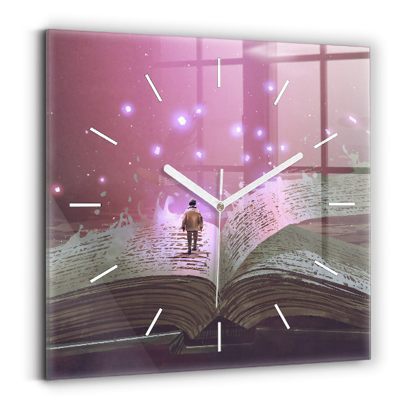 Wanduhr modern quadratisch Abstraktes Buch