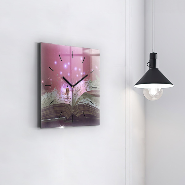 Wanduhr modern quadratisch Abstraktes Buch