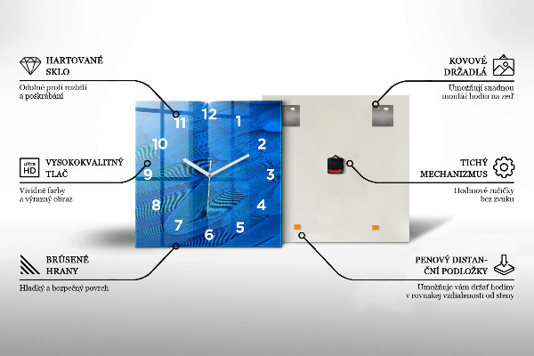 Wanduhr quadratisch Abstrakte Murmel
