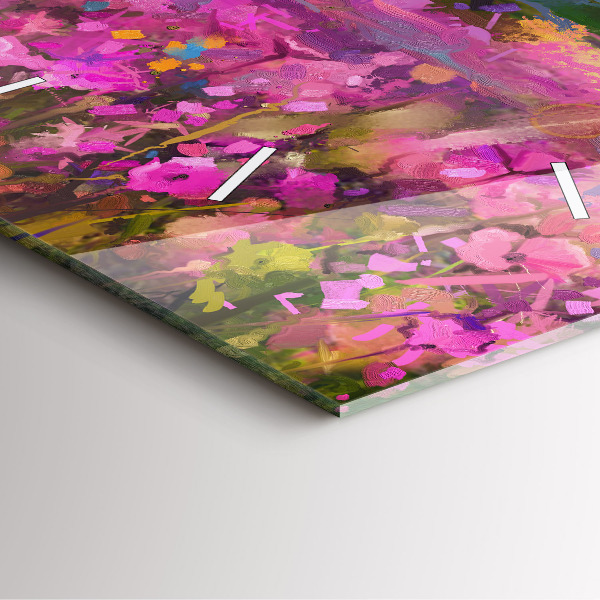 Wanduhr modern quadratisch Landschaft aus Natur und Blumen