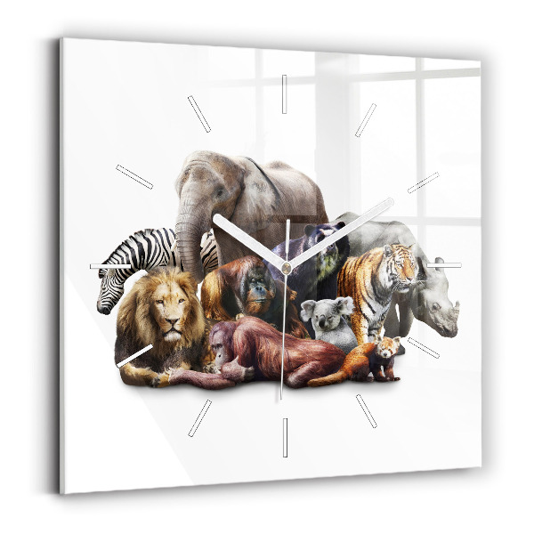 Wanduhr quadratisch mit motiv Wilde Tiere