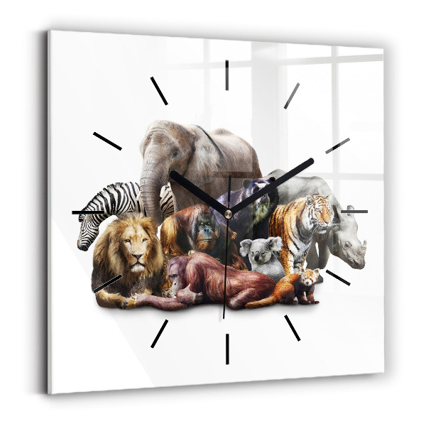 Wanduhr quadratisch mit motiv Wilde Tiere
