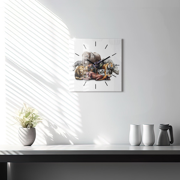 Wanduhr quadratisch mit motiv Wilde Tiere