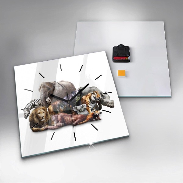 Wanduhr quadratisch mit motiv Wilde Tiere