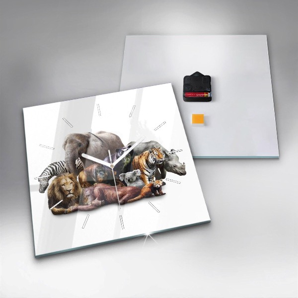 Wanduhr quadratisch mit motiv Wilde Tiere