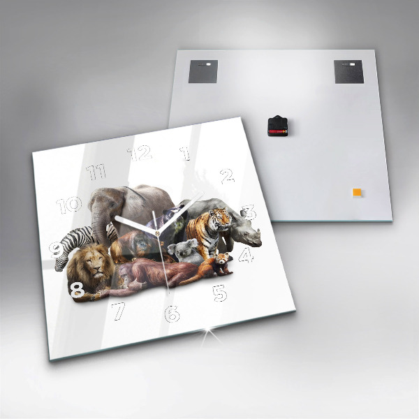 Wanduhr quadratisch mit motiv Wilde Tiere