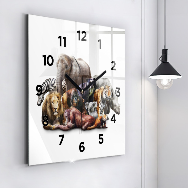 Wanduhr quadratisch mit motiv Wilde Tiere