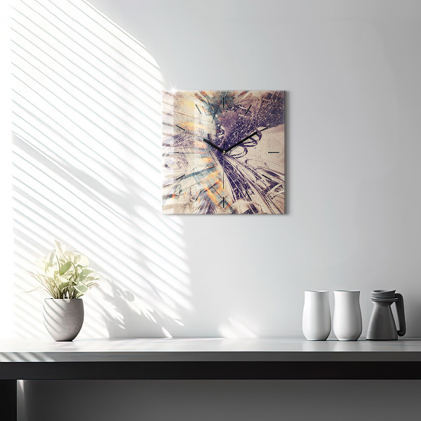 Wanduhr modern quadratisch Abstrakter Mechanismus