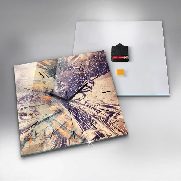 Wanduhr modern quadratisch Abstrakter Mechanismus