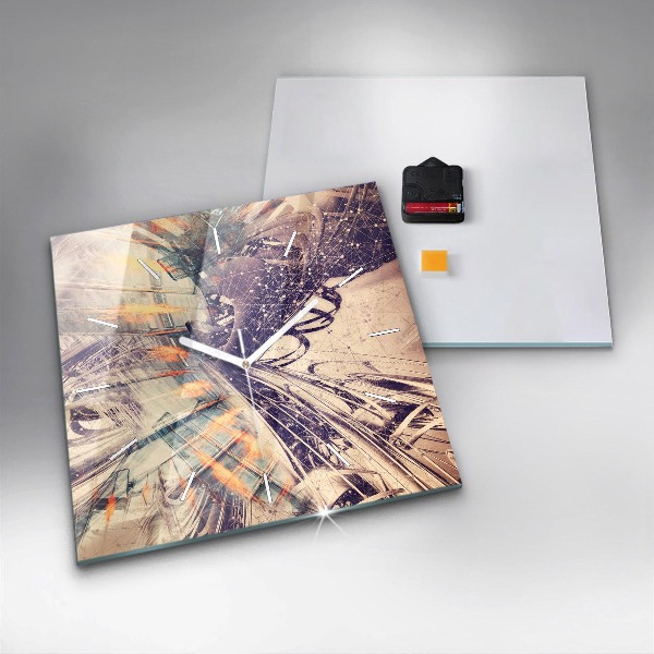 Wanduhr modern quadratisch Abstrakter Mechanismus