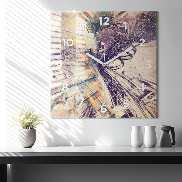 Wanduhr modern quadratisch Abstrakter Mechanismus