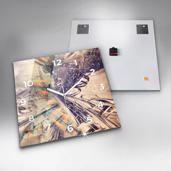 Wanduhr modern quadratisch Abstrakter Mechanismus