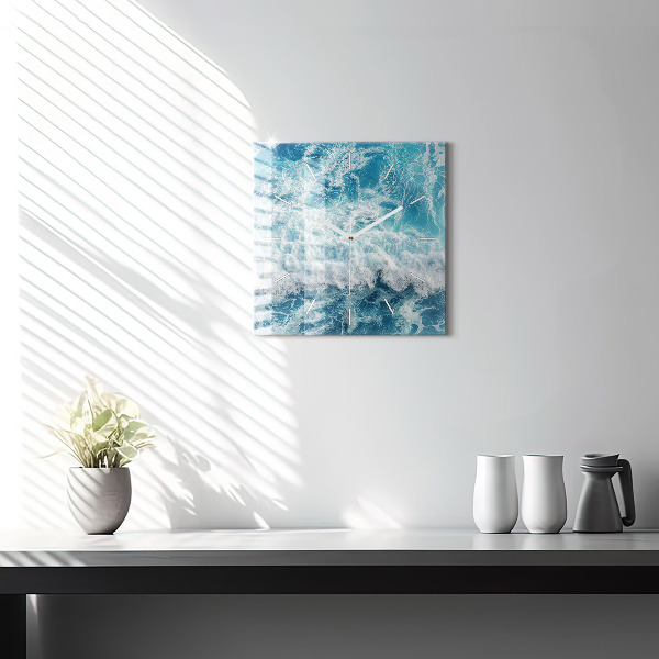 Wanduhr quadratisch mit motiv Wellen Meer