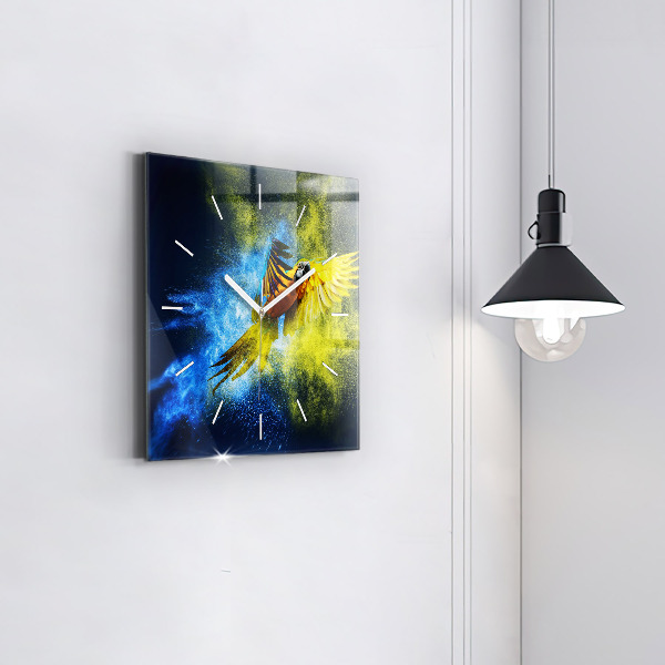 Wanduhr modern quadratisch Bunter Papagei