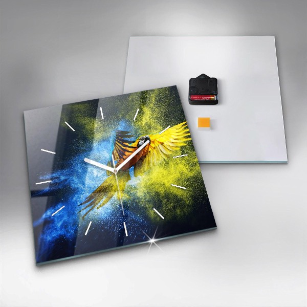 Wanduhr modern quadratisch Bunter Papagei