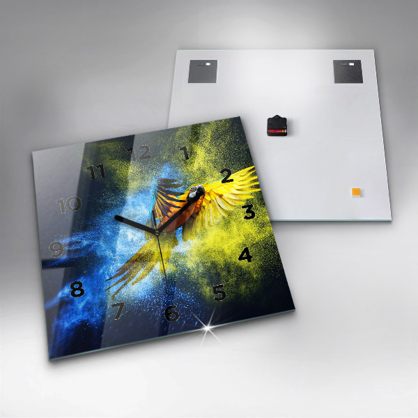 Wanduhr modern quadratisch Bunter Papagei