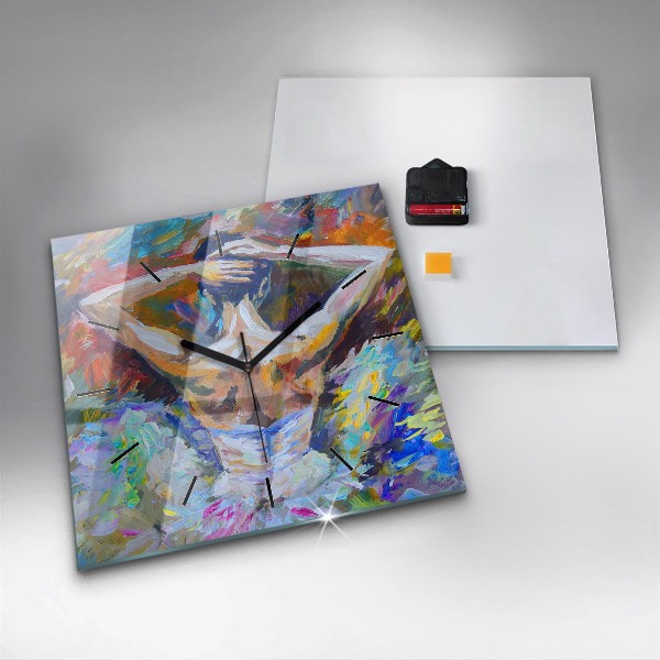 Wanduhr quadratisch mit motiv Gemalte Ballerina