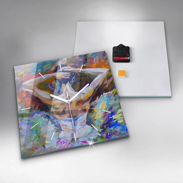 Wanduhr quadratisch mit motiv Gemalte Ballerina