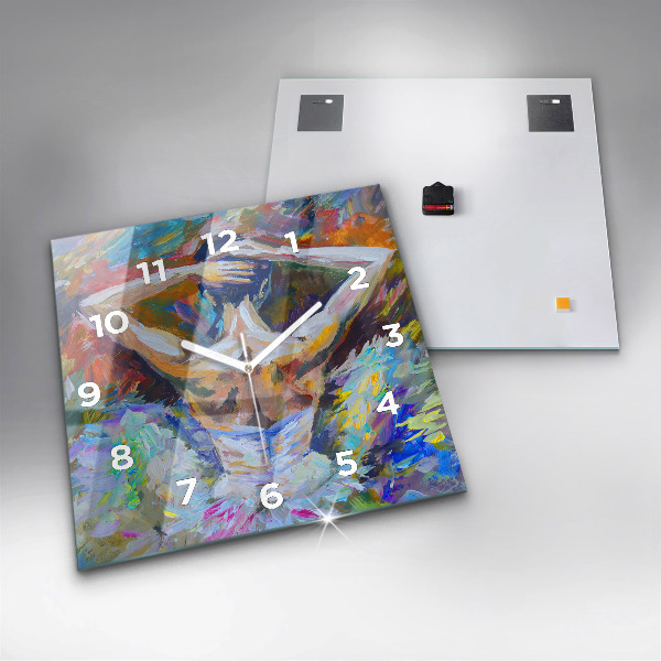 Wanduhr quadratisch mit motiv Gemalte Ballerina