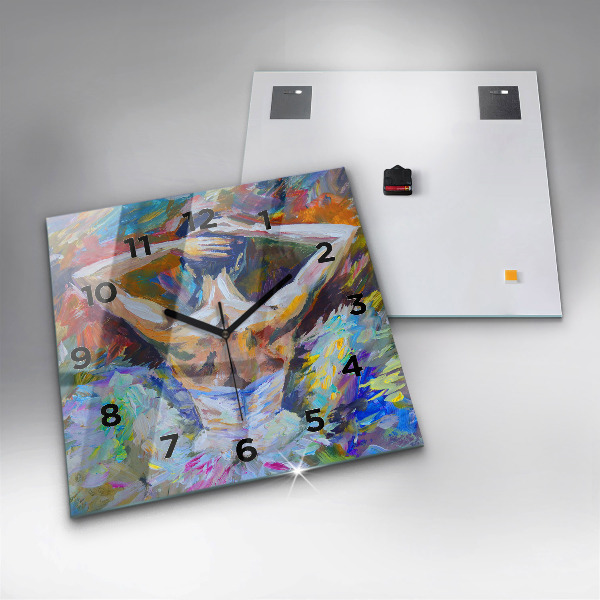 Wanduhr quadratisch mit motiv Gemalte Ballerina