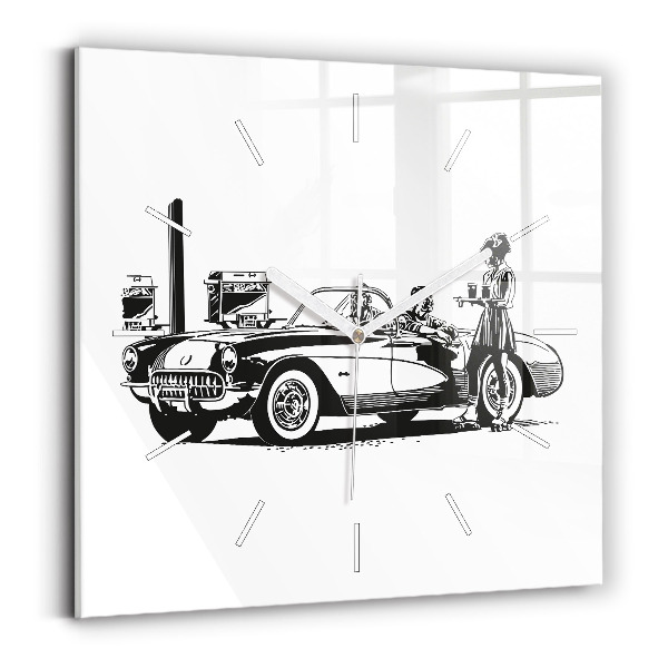 Wanduhr quadratisch Retro-Illustration