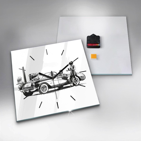 Wanduhr quadratisch Retro-Illustration