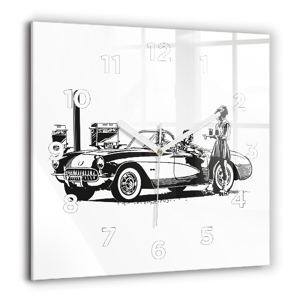 Wanduhr quadratisch Retro-Illustration