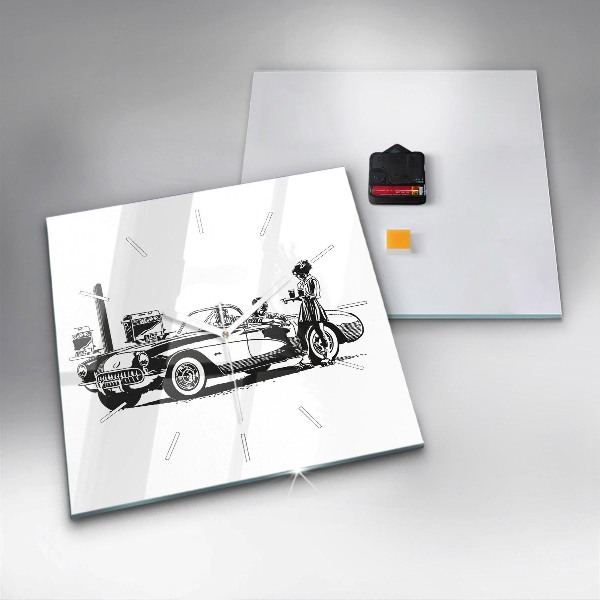 Wanduhr quadratisch Retro-Illustration