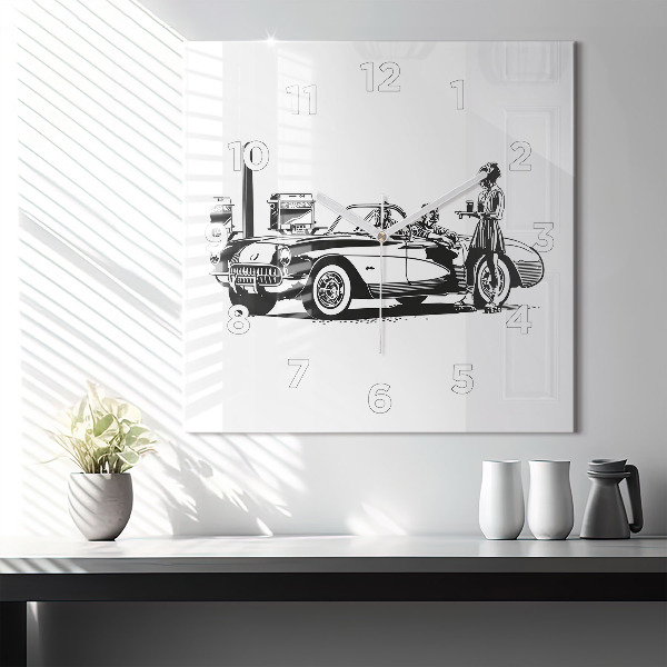 Wanduhr quadratisch Retro-Illustration