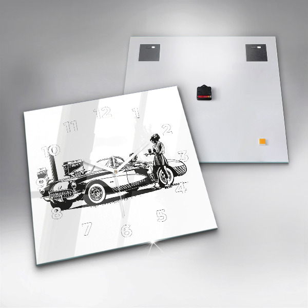 Wanduhr quadratisch Retro-Illustration