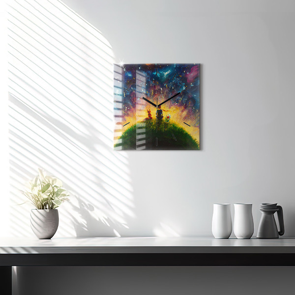 Wanduhr quadratisch Abstrakter kleiner Prinz