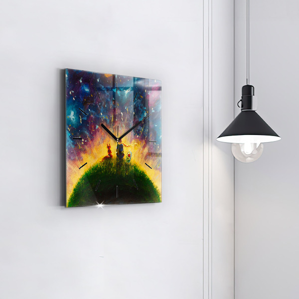 Wanduhr quadratisch Abstrakter kleiner Prinz