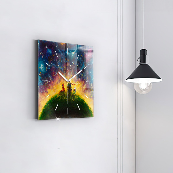 Wanduhr quadratisch Abstrakter kleiner Prinz