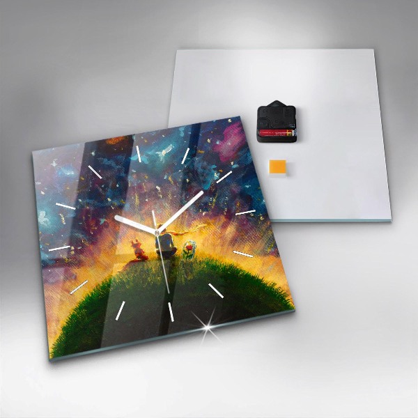 Wanduhr quadratisch Abstrakter kleiner Prinz