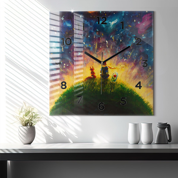 Wanduhr quadratisch Abstrakter kleiner Prinz