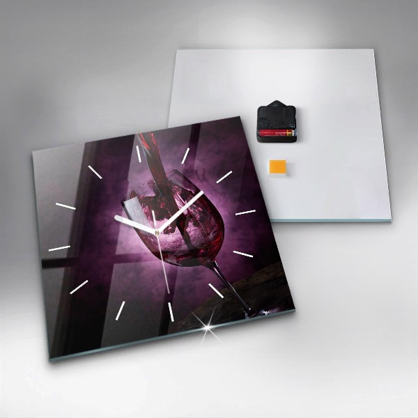 Wanduhr modern quadratisch Weinglas