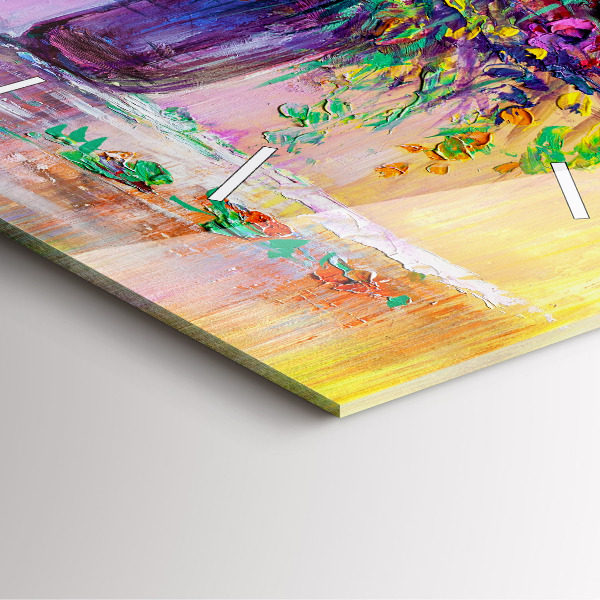 Wanduhr modern quadratisch Blumen in einer Vase