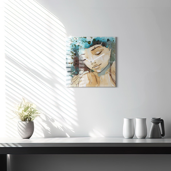 Wanduhr modern quadratisch Abstraktion Frau