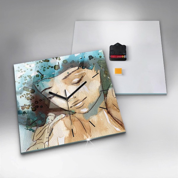 Wanduhr modern quadratisch Abstraktion Frau